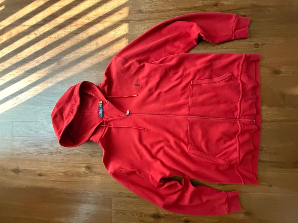 Mens Polo Ralph Lauren full-zip hoodie with pockets, smooth zipper